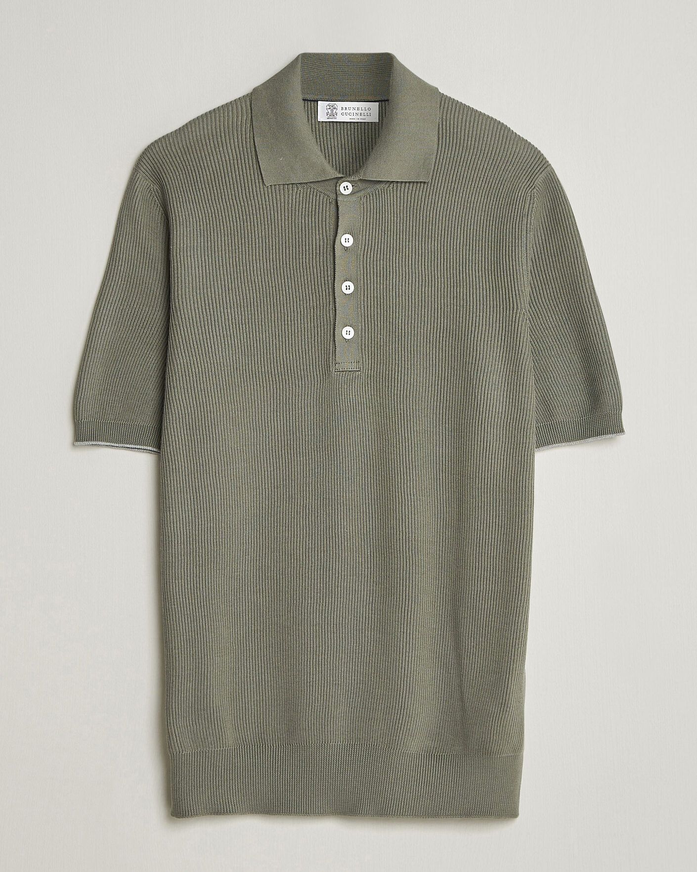 Homme | Polos | Brunello Cucinelli | Cotton Rib Knitted Polo Olive