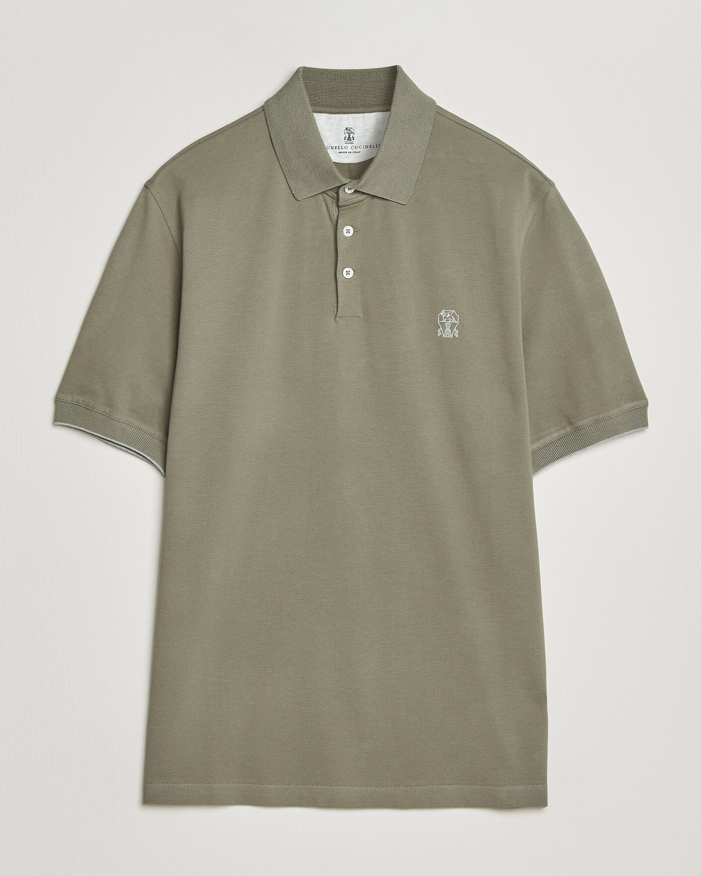 Homme | Polos | Brunello Cucinelli | Short Sleeve Logo Polo Olive