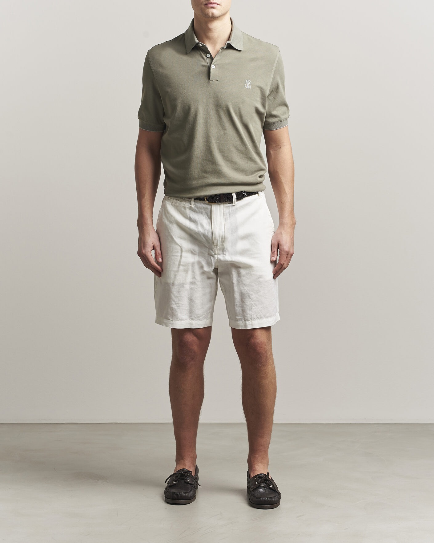 Homme | Polos | Brunello Cucinelli | Short Sleeve Logo Polo Olive