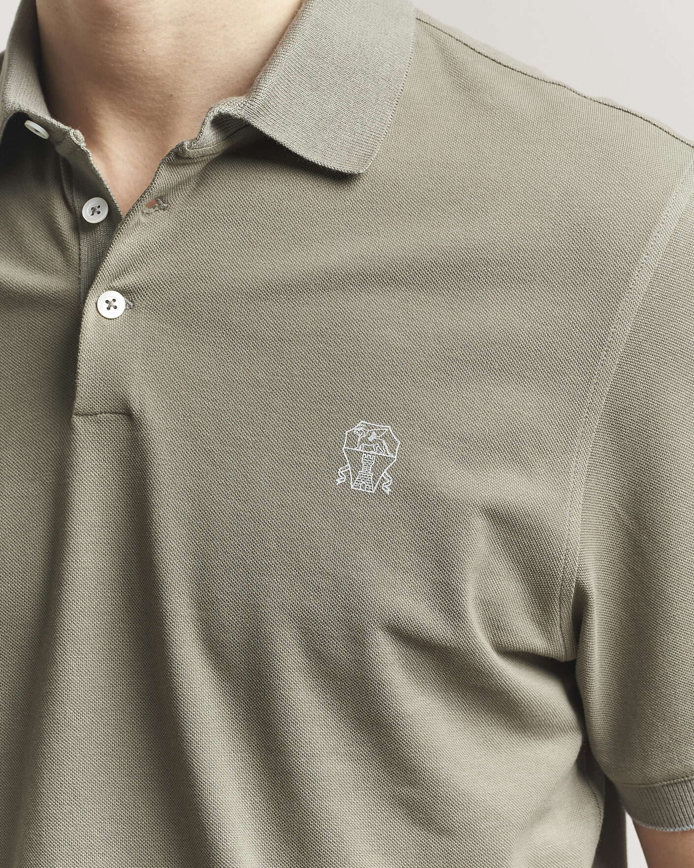 Homme | Polos | Brunello Cucinelli | Short Sleeve Logo Polo Olive