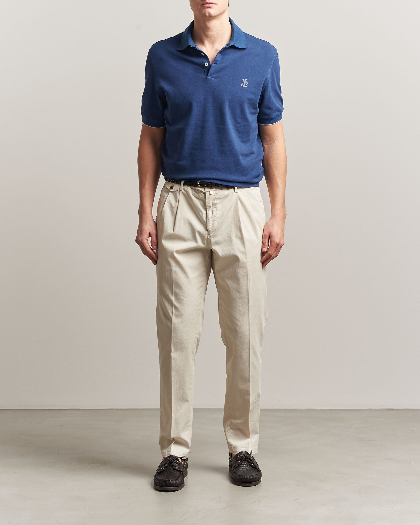 Homme | Polos | Brunello Cucinelli | Short Sleeve Logo Polo Blue