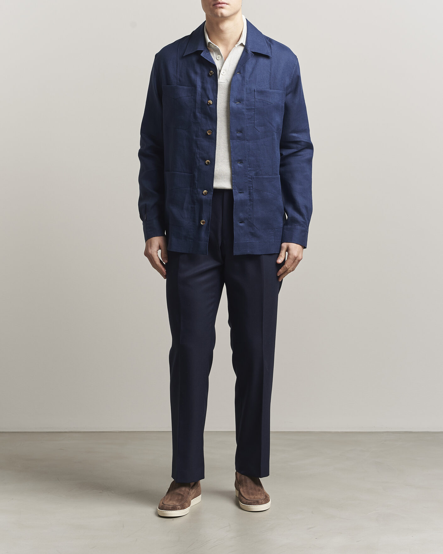Homme | Chemises | Brunello Cucinelli | Linen Shirt Jacket Navy
