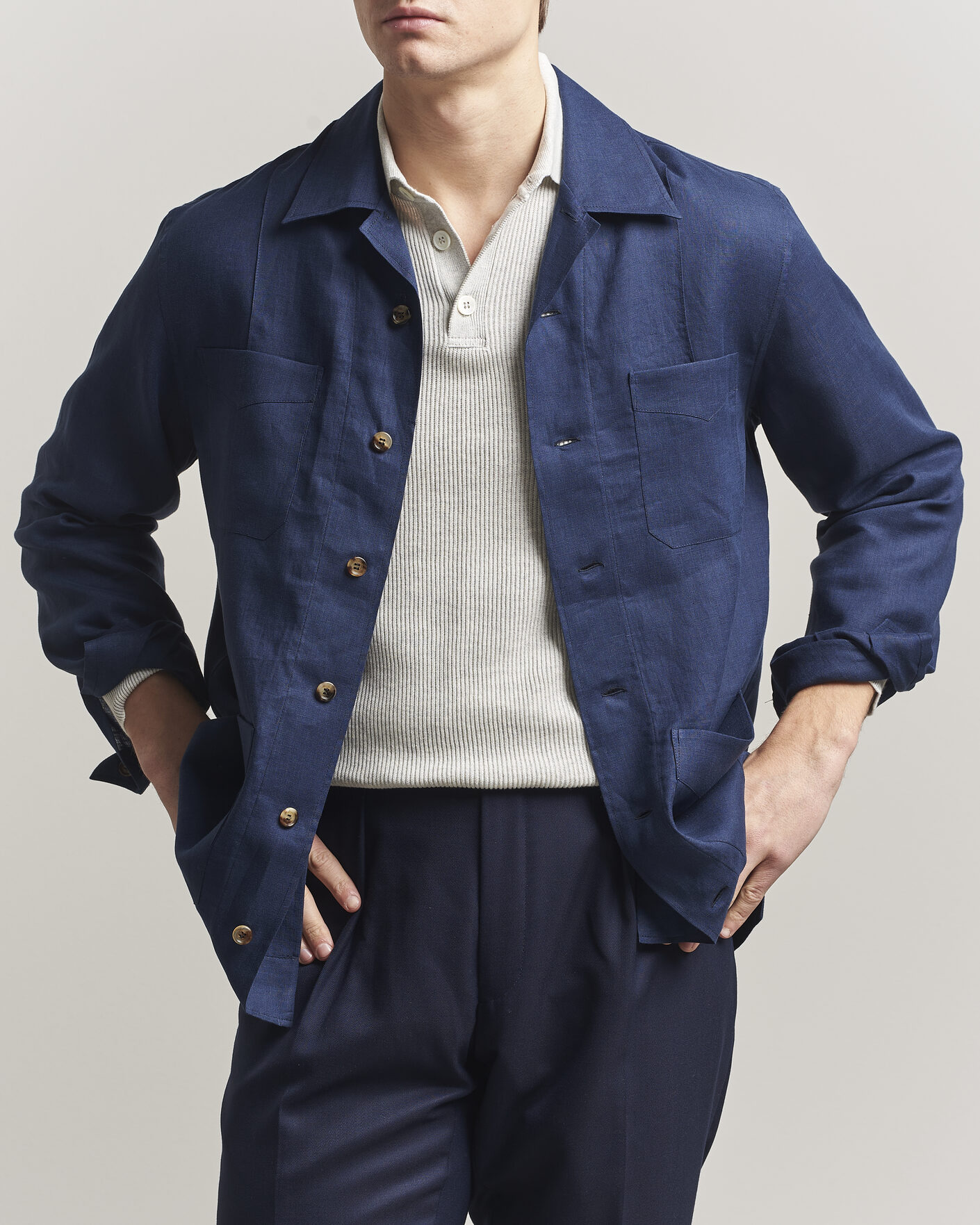 Homme | Chemises | Brunello Cucinelli | Linen Shirt Jacket Navy