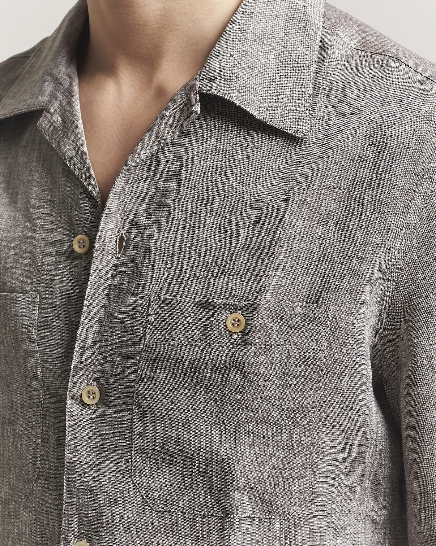 Homme | Chemises | Brunello Cucinelli | Linen Double Pocket Camp Shirt Brown
