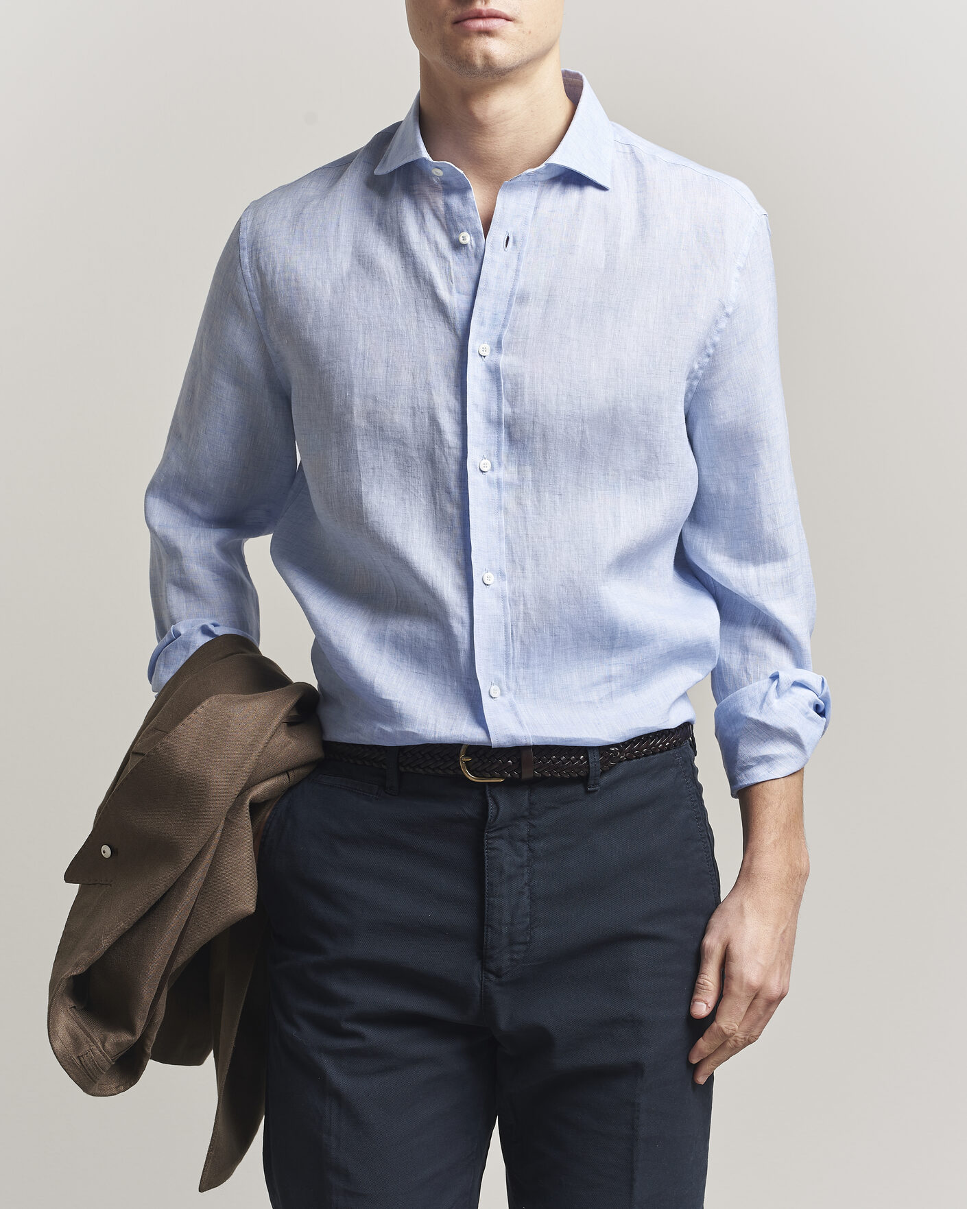 Homme | Chemises | Brunello Cucinelli | Easy Fit Linen Shirt Light Blue