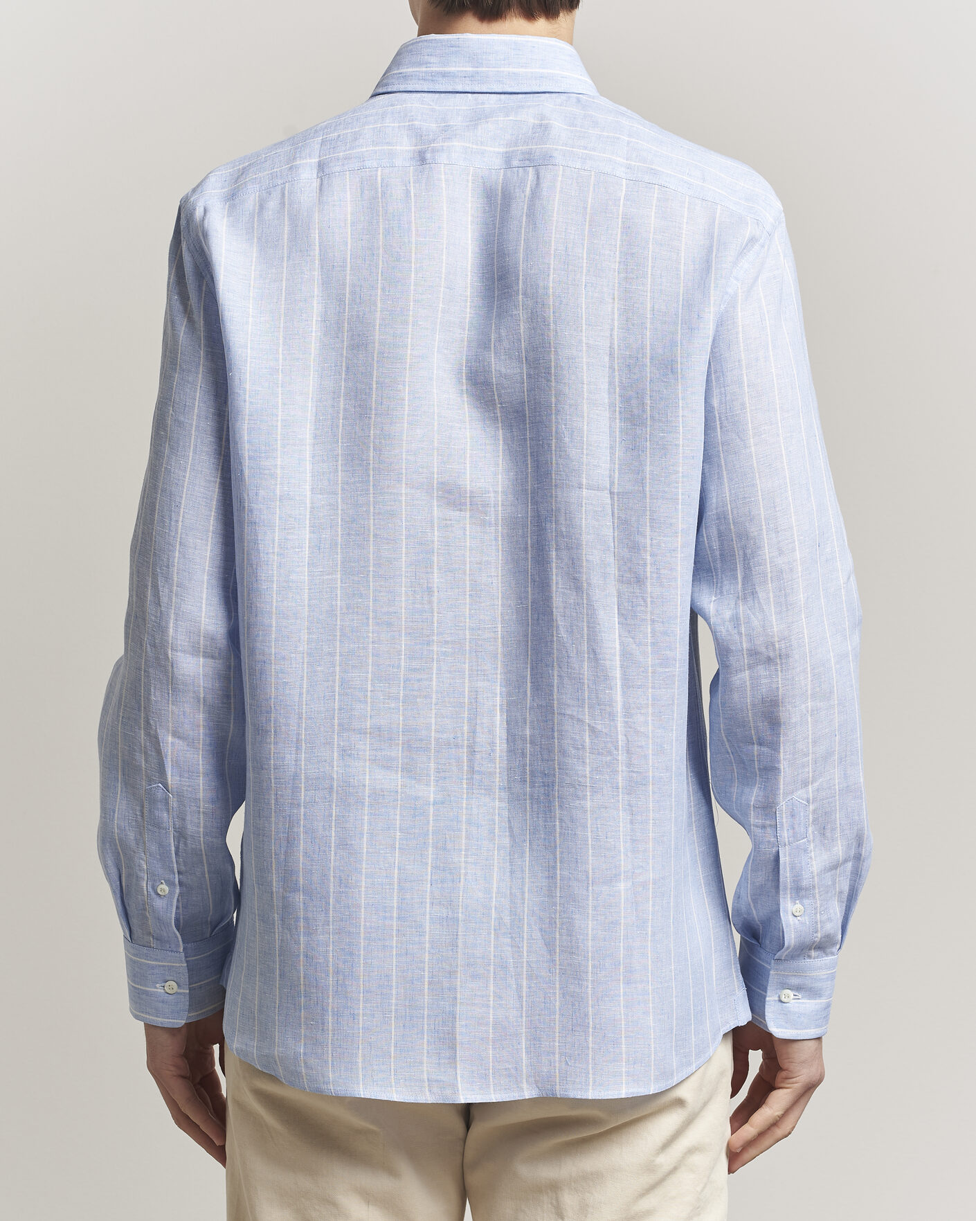 Homme | Chemises | Brunello Cucinelli | Easy Fit Linen Shirt Light Blue Stripe