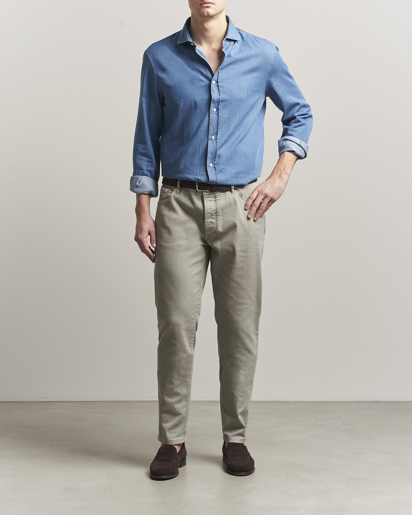 Homme | Chemises | Brunello Cucinelli | Easy Fit Denim Shirt Medium Blue Wash