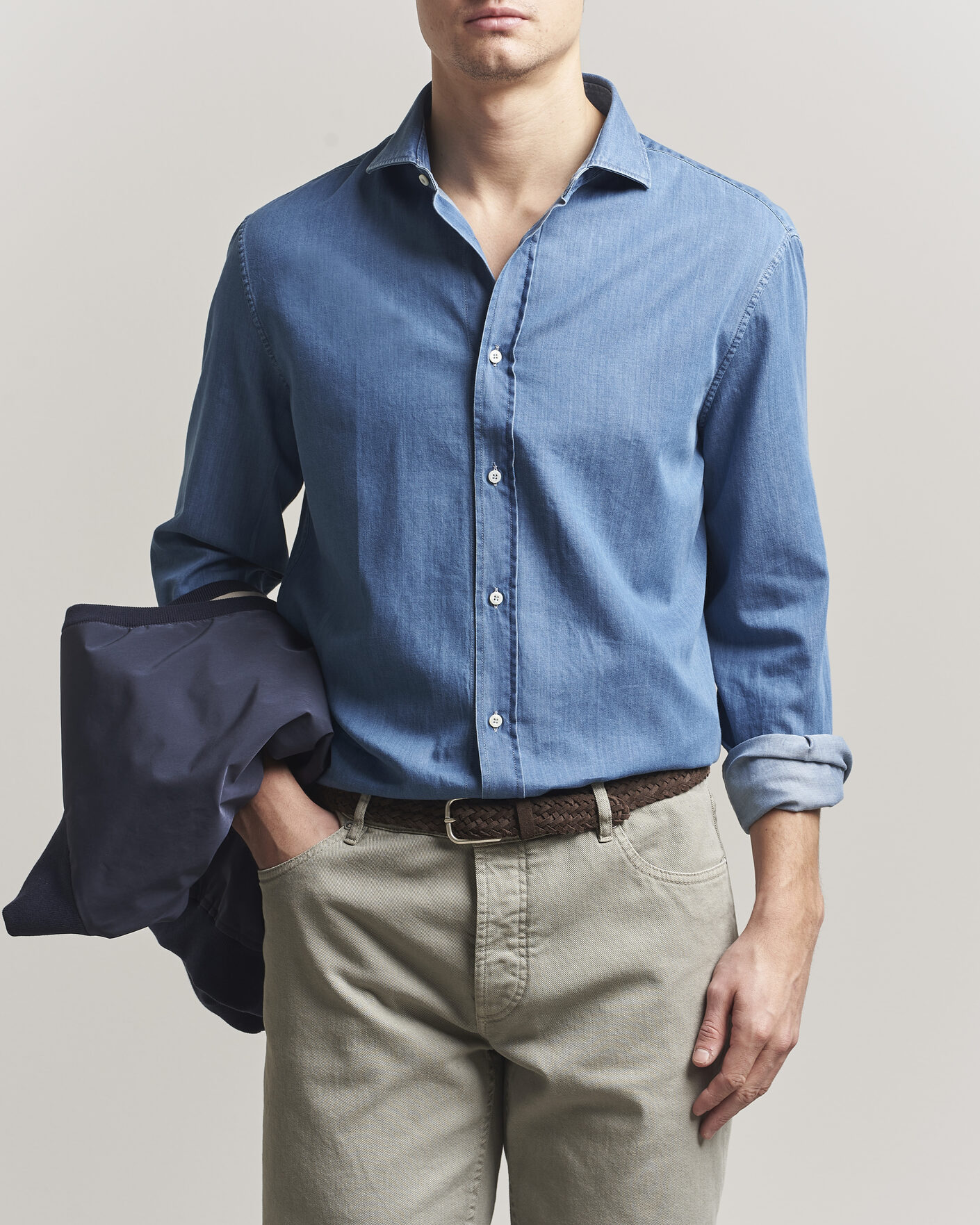 Homme | Chemises | Brunello Cucinelli | Easy Fit Denim Shirt Medium Blue Wash