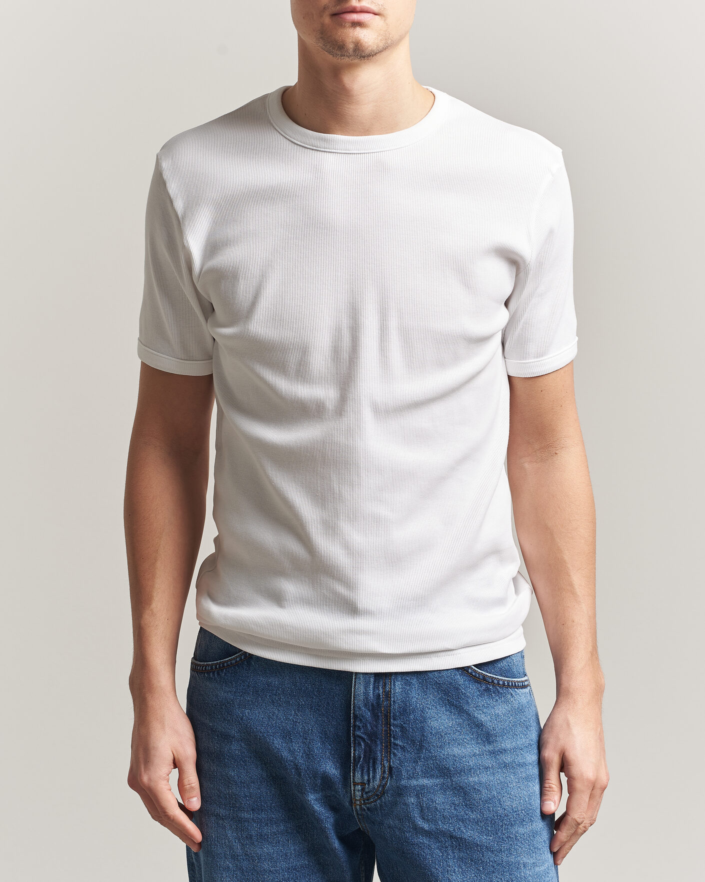 Homme | T-shirts | Bread & Boxers | Ribbed Crew Neck T-Shirt White