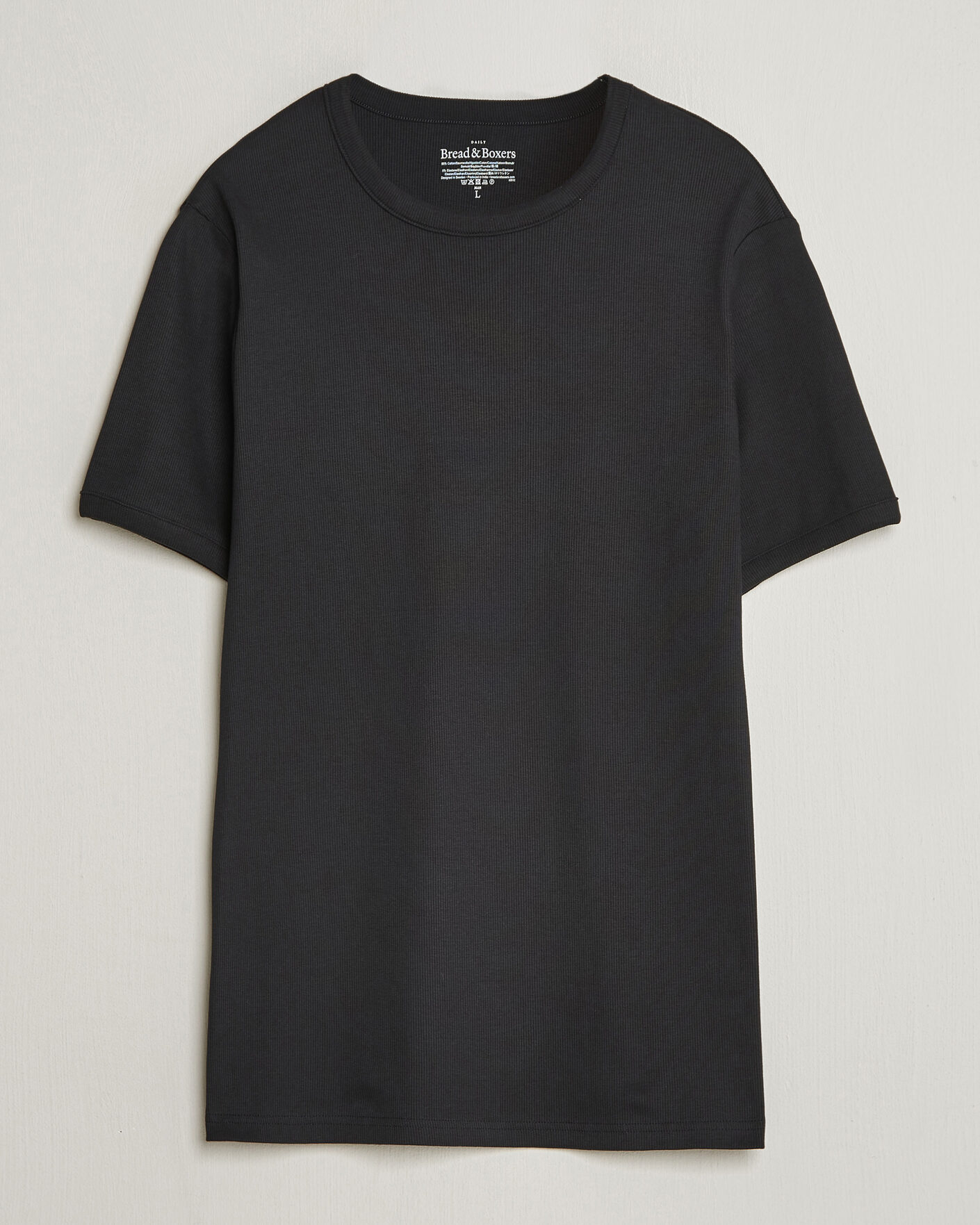Homme | T-shirts | Bread & Boxers | Ribbed Crew Neck T-Shirt Black