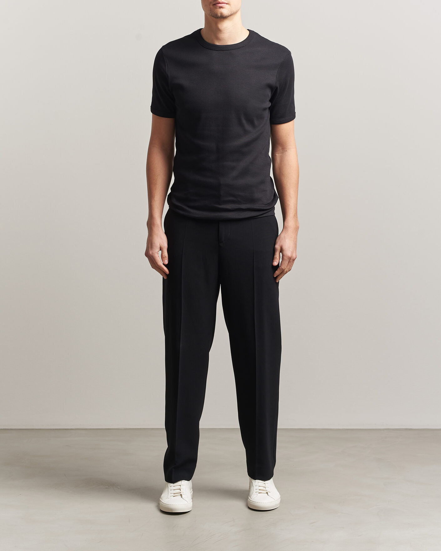 Homme | T-shirts | Bread & Boxers | Ribbed Crew Neck T-Shirt Black