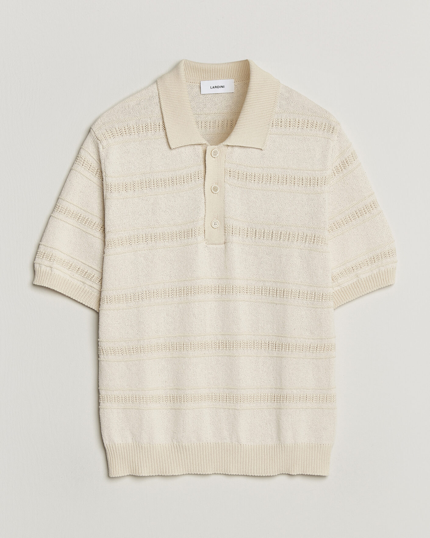 Homme | Polos | Lardini | Strcture Knitted Organic/Recycled Cotton Polo White