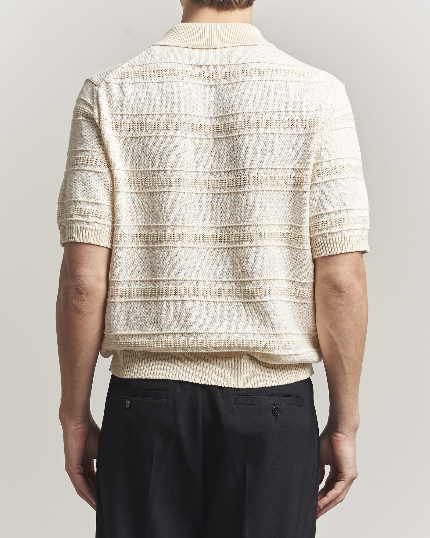 Homme | Polos | Lardini | Strcture Knitted Organic/Recycled Cotton Polo White