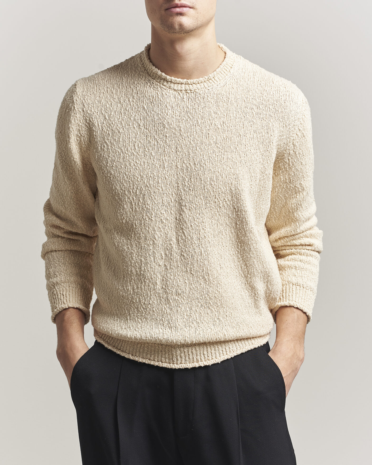 Homme | Pulls Et Tricots | Lardini | Organic Cotton Crew Neck Natural