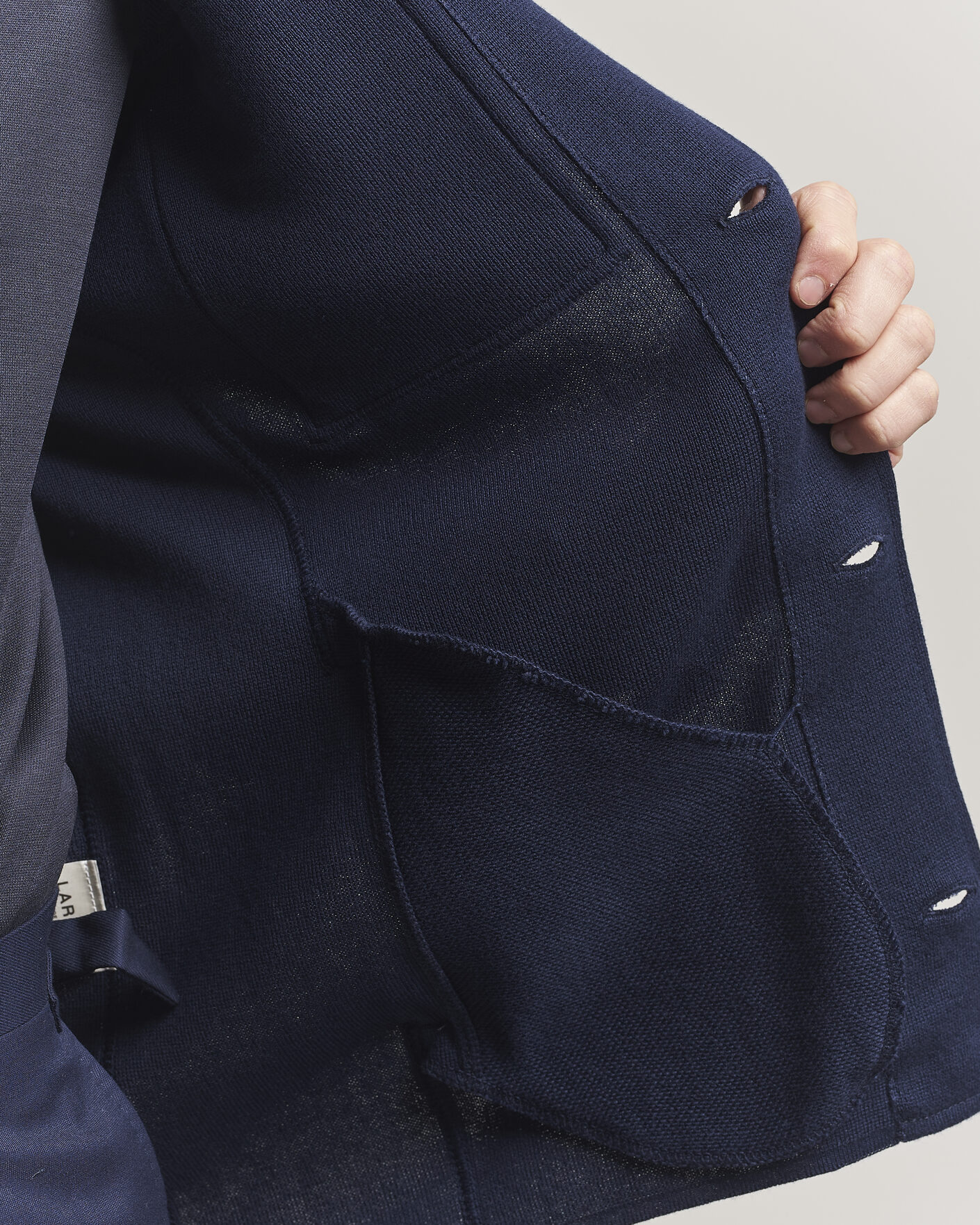 Homme | Manteaux Et Vestes | Lardini | Knitted Cotton Pocket Shirt Jacket Navy