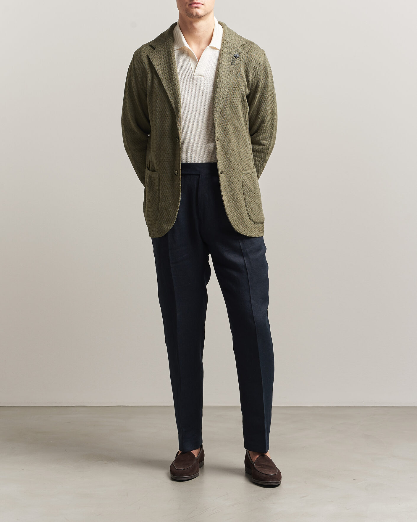 Homme | Blazers | Lardini | Knitted Structure Cotton Blazer Green