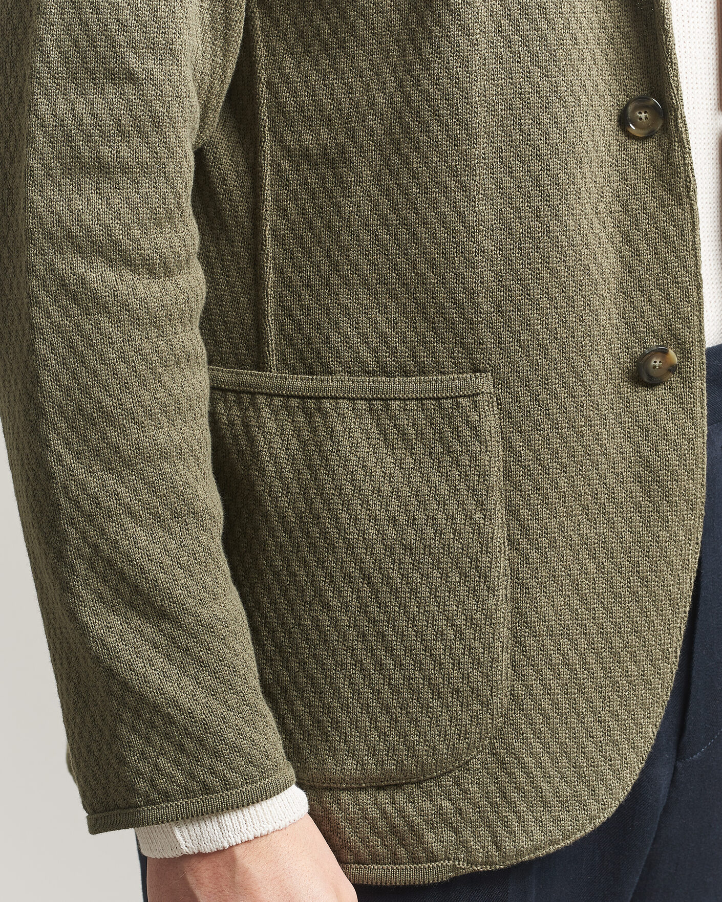 Homme | Blazers | Lardini | Knitted Structure Cotton Blazer Green
