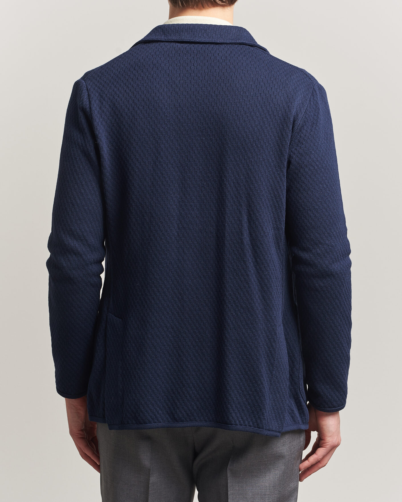 Homme | Blazers | Lardini | Knitted Structure Cotton Blazer Navy