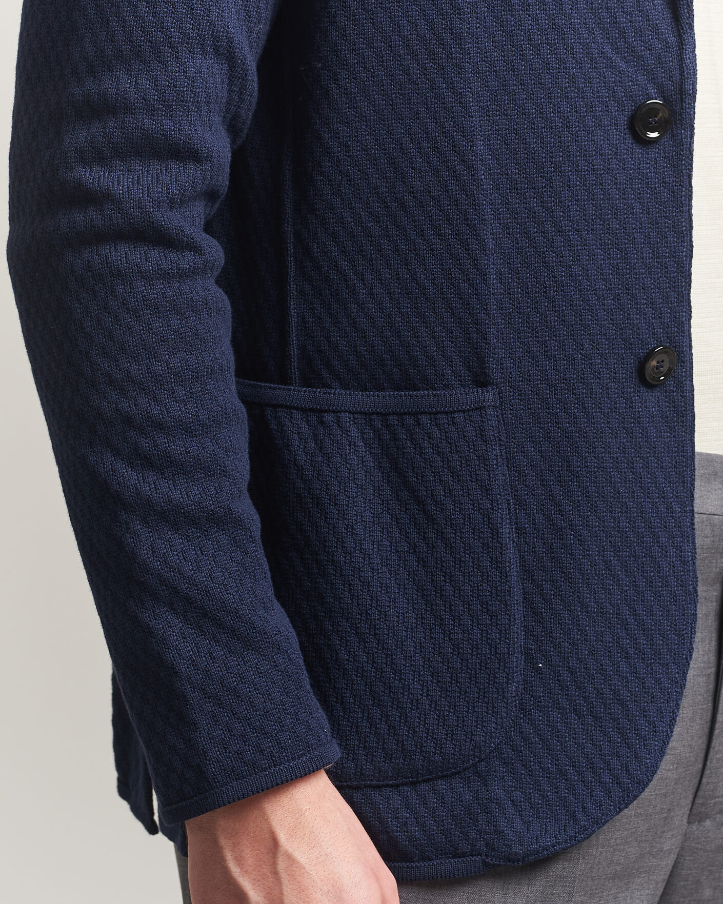 Homme | Blazers | Lardini | Knitted Structure Cotton Blazer Navy