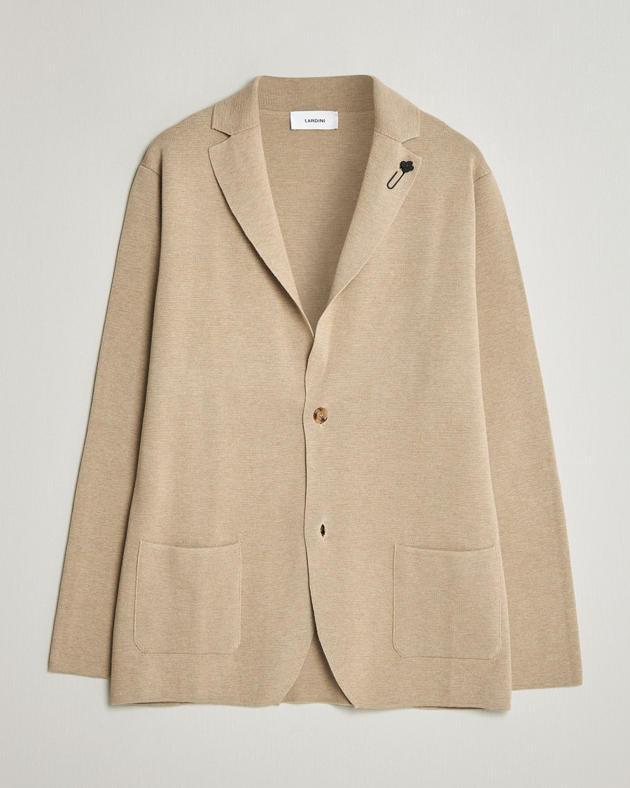 Homme | Blazers | Lardini | Knitted Cotton Blazer Beige