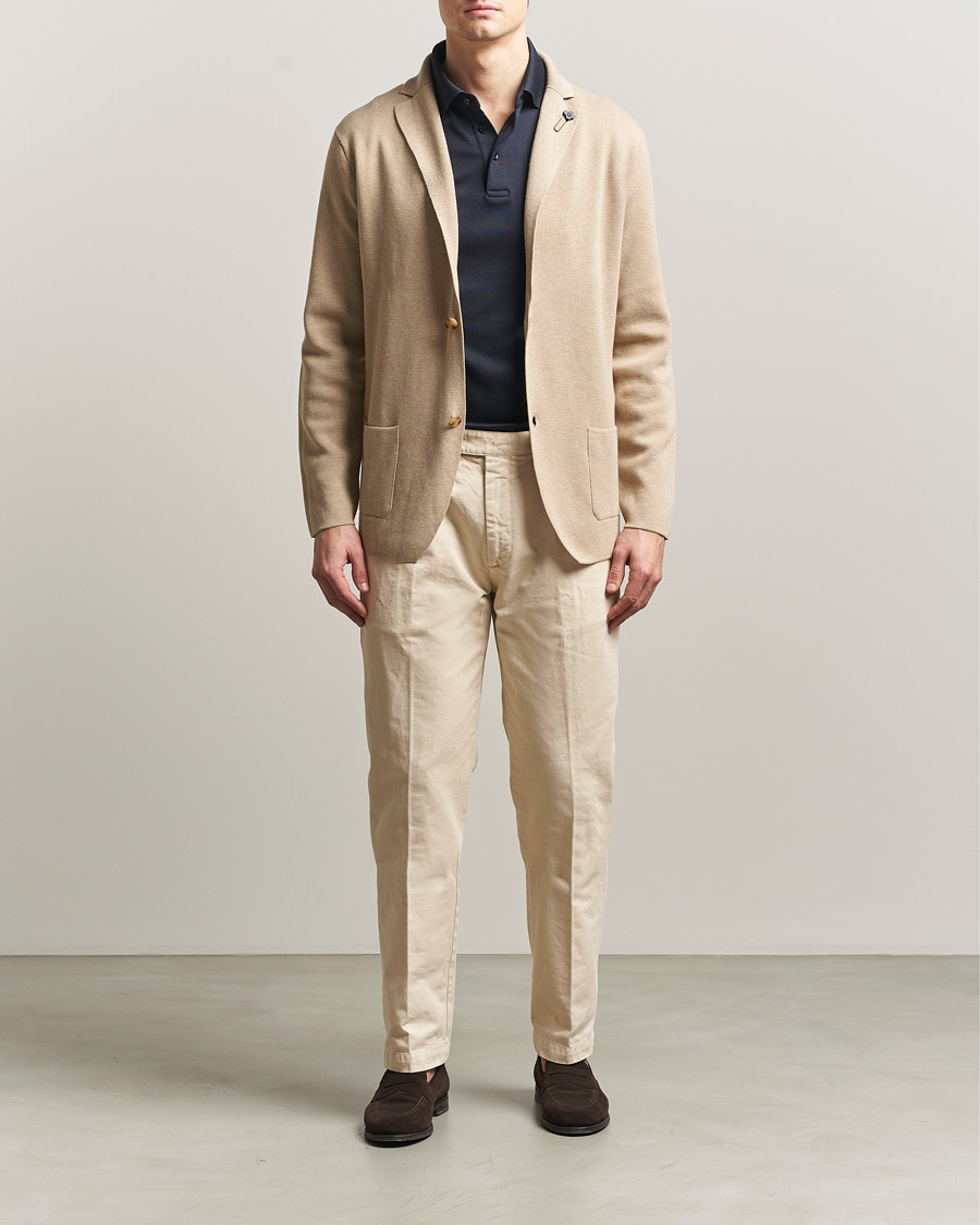 Homme | Blazers | Lardini | Knitted Cotton Blazer Beige