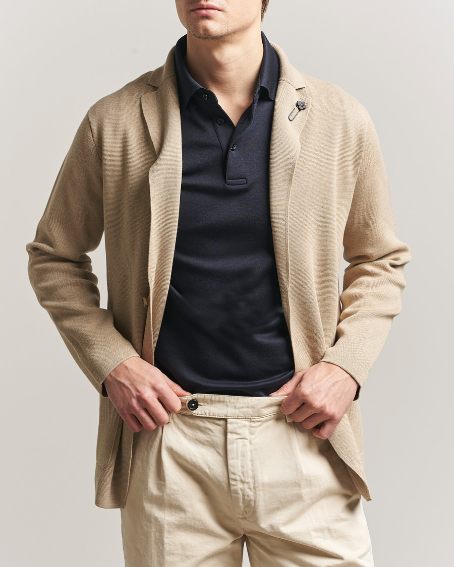 Homme | Blazers | Lardini | Knitted Cotton Blazer Beige