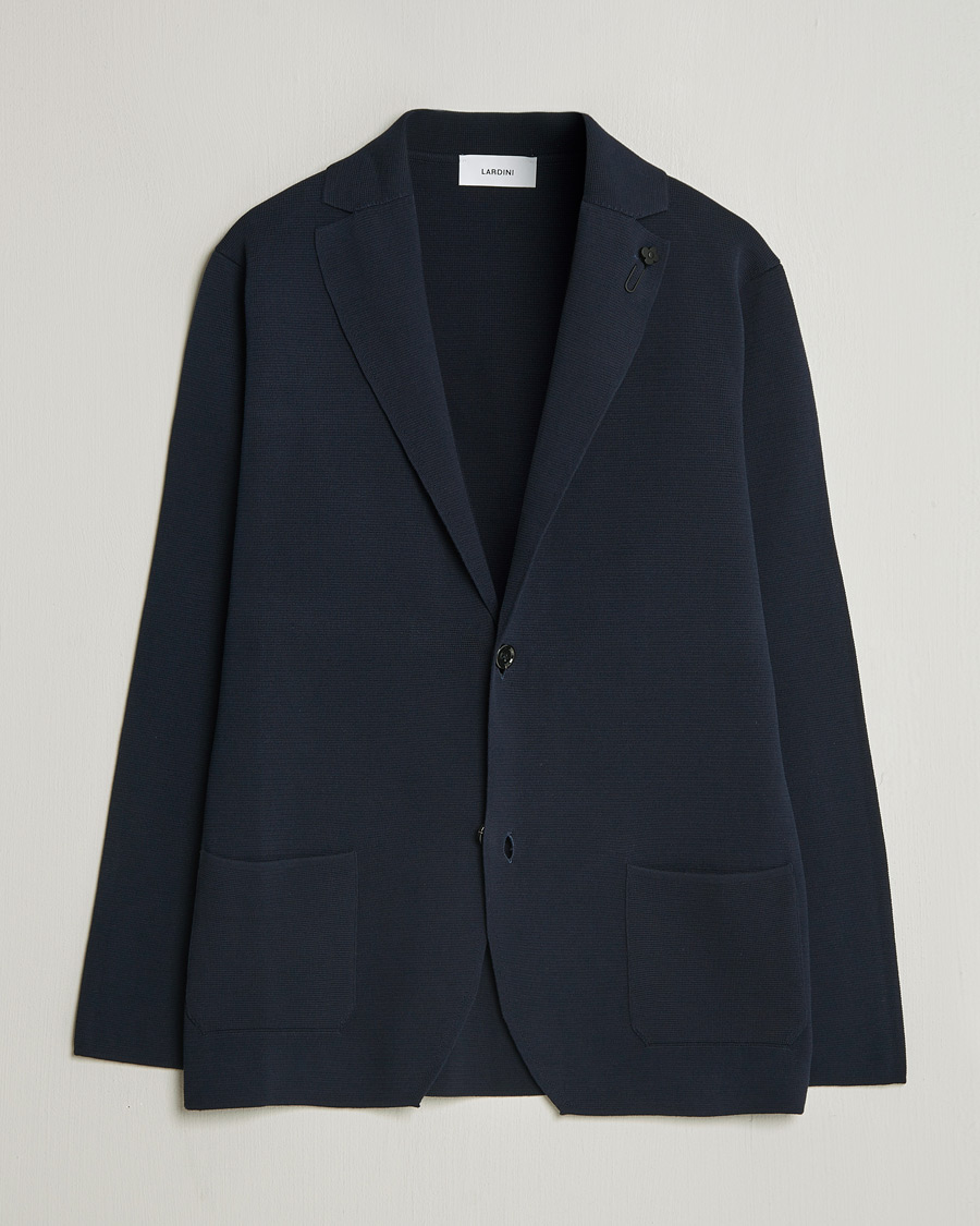 Homme | Blazers | Lardini | Knitted Cotton Blazer Navy