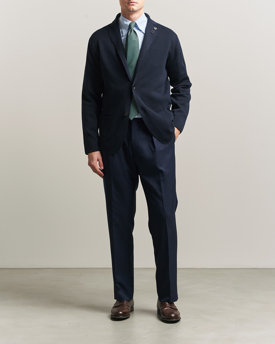 Homme | Blazers | Lardini | Knitted Cotton Blazer Navy