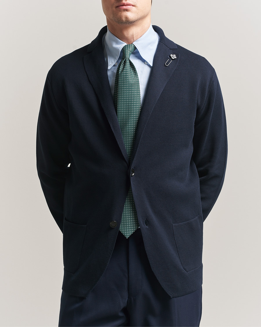 Homme | Blazers | Lardini | Knitted Cotton Blazer Navy