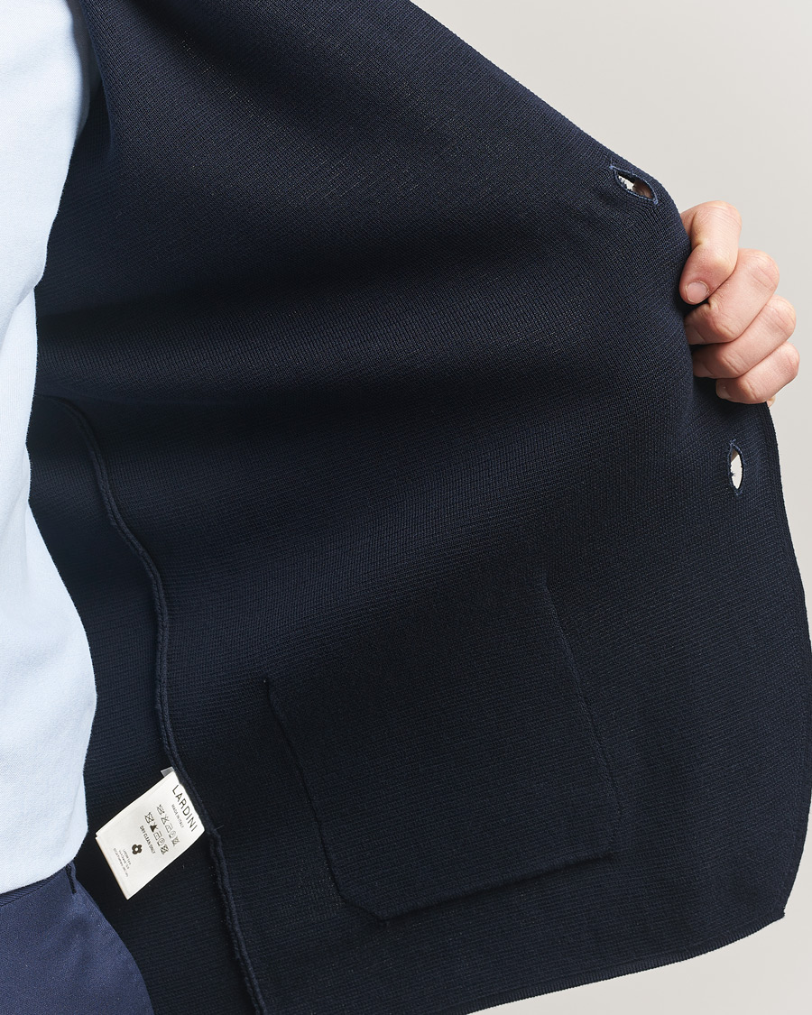 Homme | Blazers | Lardini | Knitted Cotton Blazer Navy