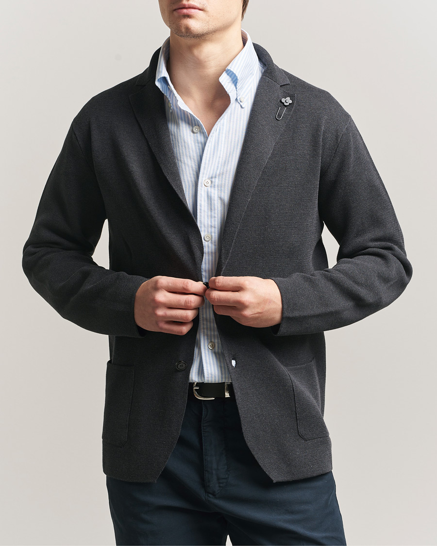 Homme | Blazers | Lardini | Knitted Cotton Blazer Grey