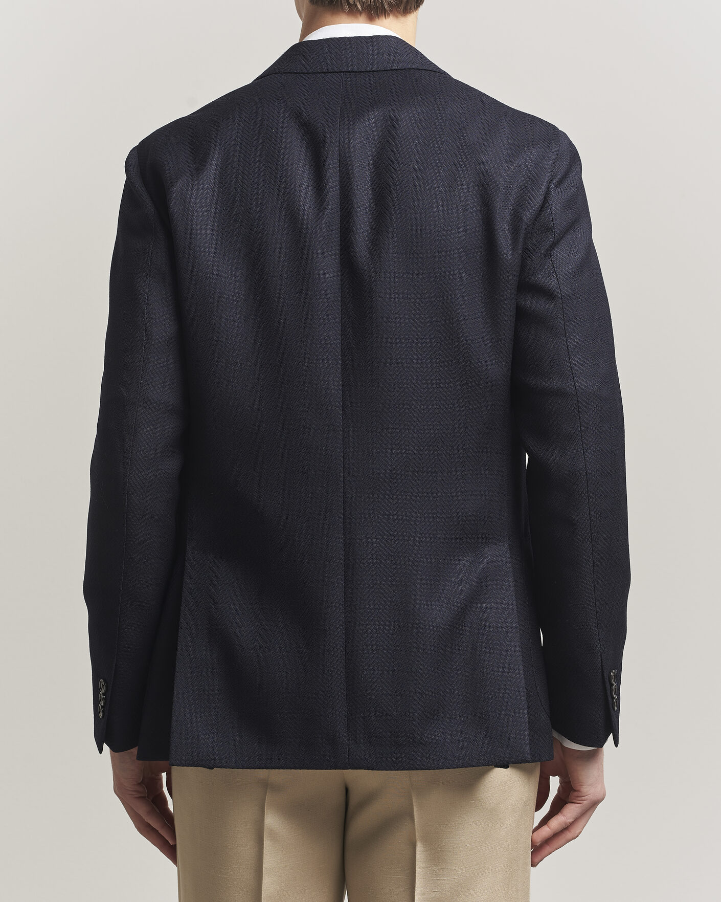 Homme | Blazers | Lardini | Herringbone Light Wool Blazer Navy
