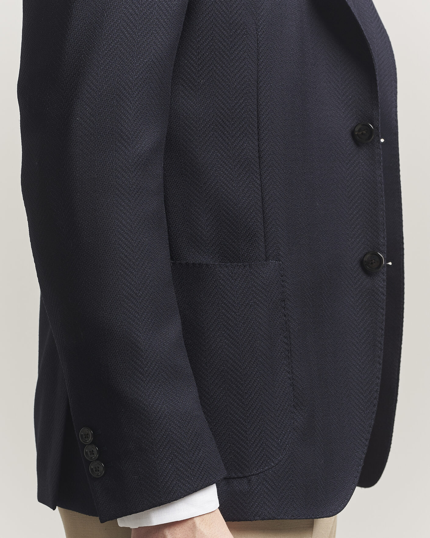 Homme | Blazers | Lardini | Herringbone Light Wool Blazer Navy