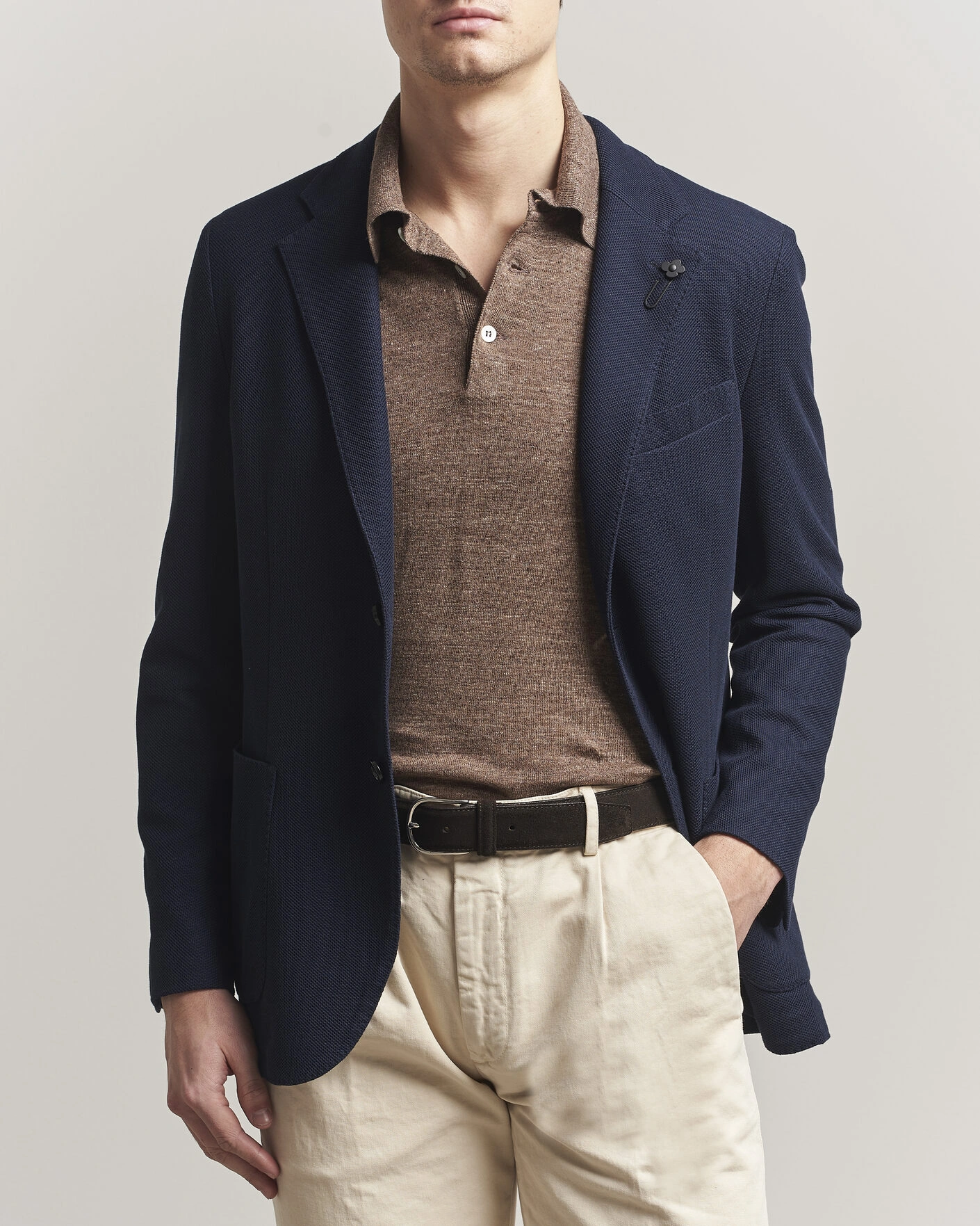 Homme | Blazers | Lardini | Loro Piana Jersey Piquet Cotton Blazer Navy