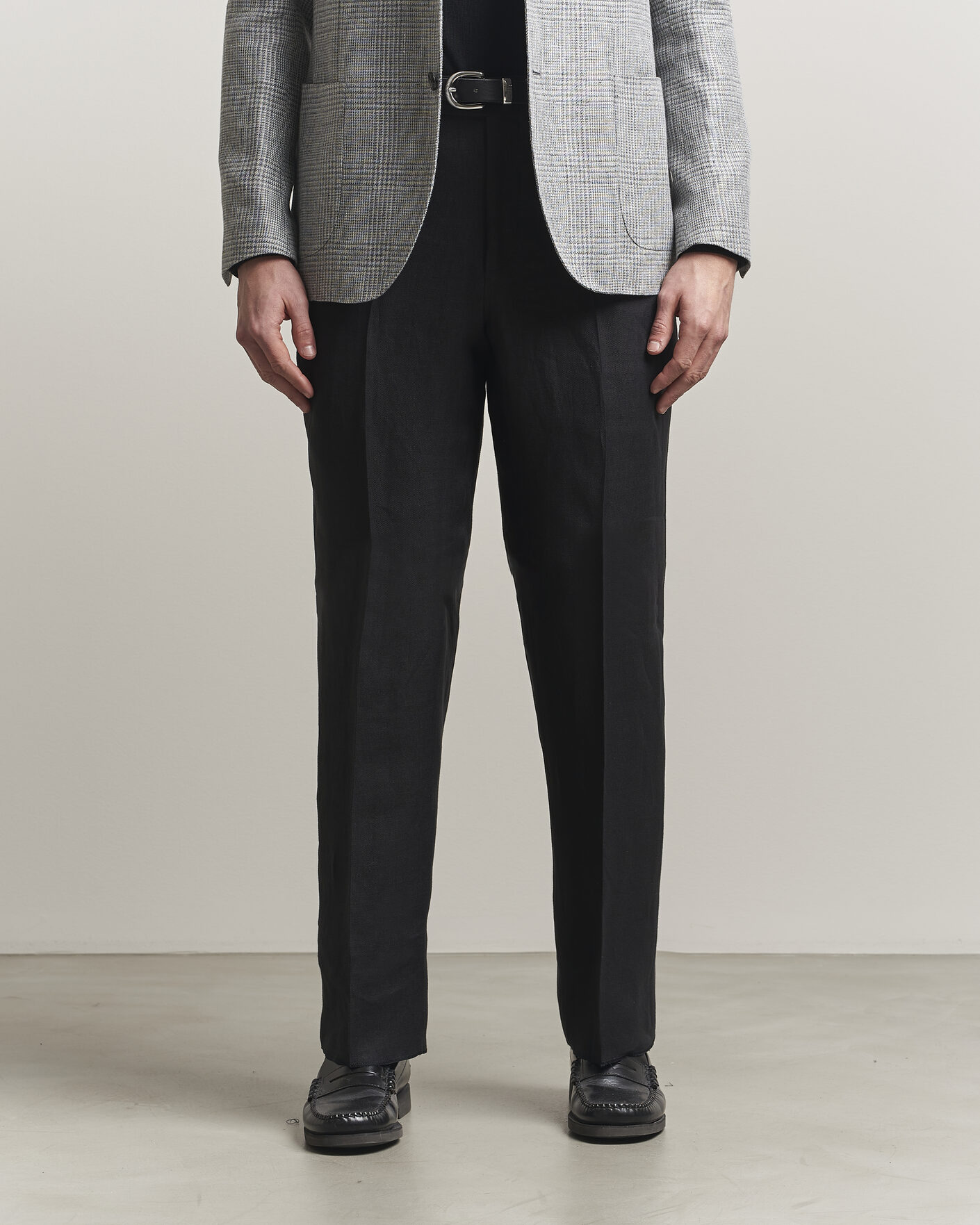 Homme | Pantalons | Lardini | Palu Straight Fit Linen Trousers Black