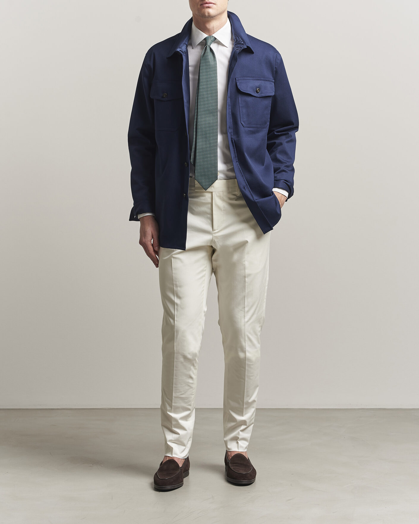 Homme | Pantalons | Lardini | Lyon Cotton Twill Stretch Trousers White