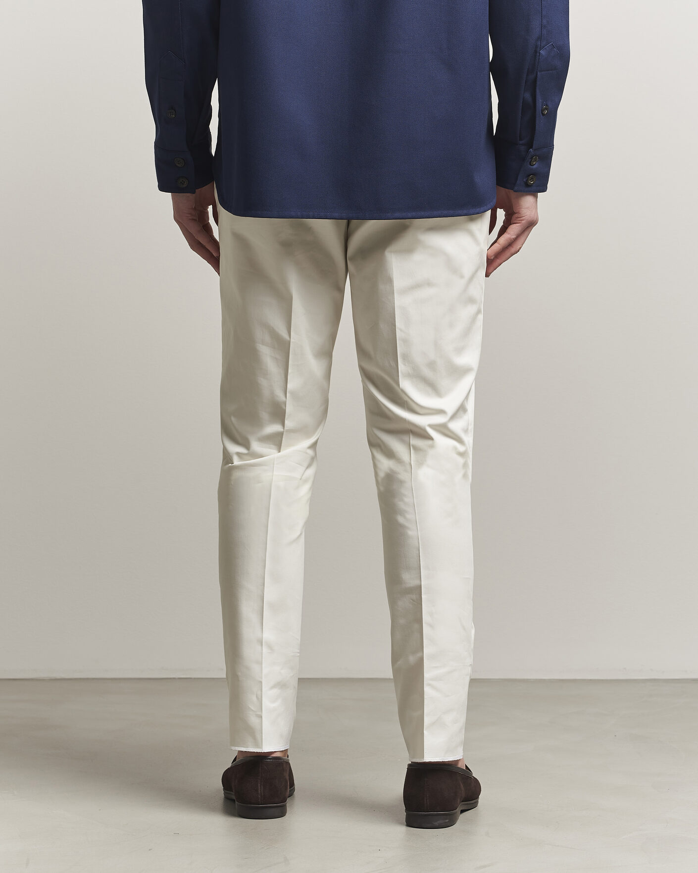 Homme | Pantalons | Lardini | Lyon Cotton Twill Stretch Trousers White