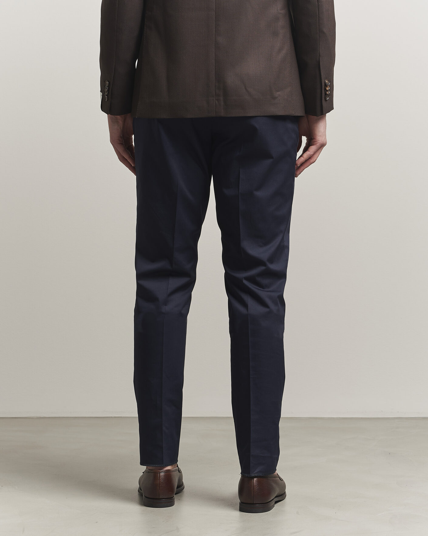 Homme | Pantalons | Lardini | Lyon Cotton Twill Stretch Trousers Navy
