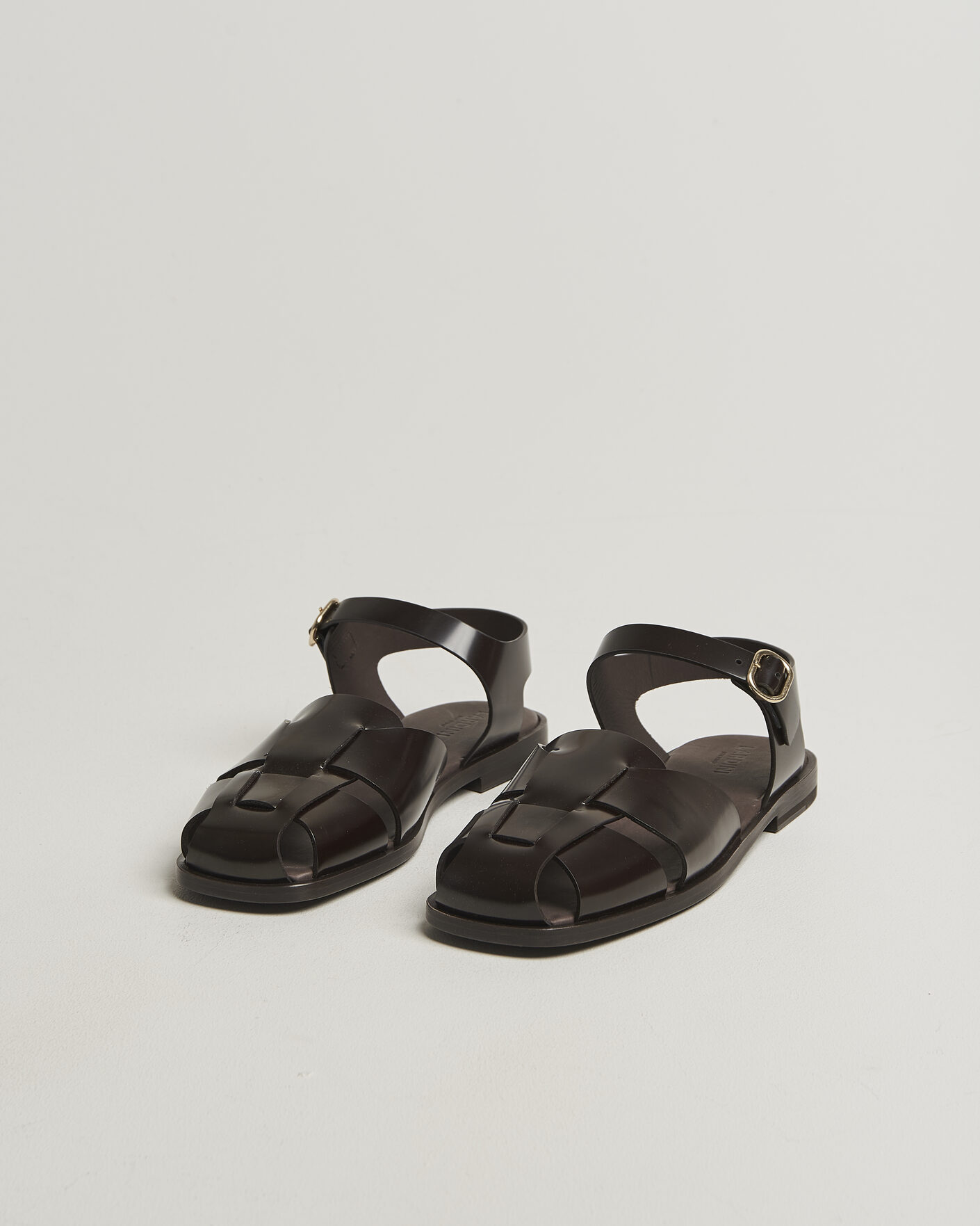 Homme | Sandales Et Mules | Lardini | Marcel Leather Sandal Dark Brown