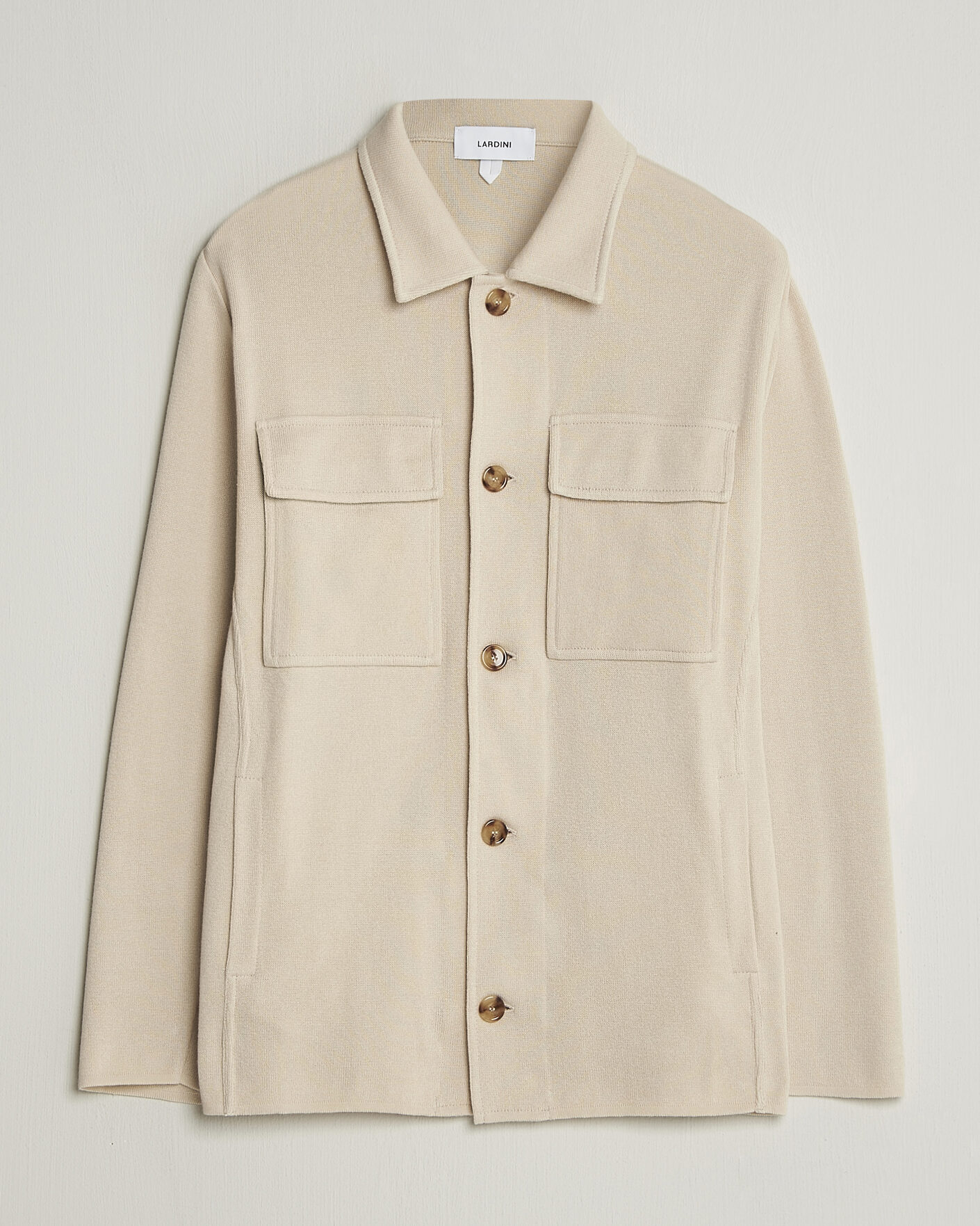 Homme | Manteaux Et Vestes | Lardini | Knitted Cotton Pocket Shirt Jacket Beige