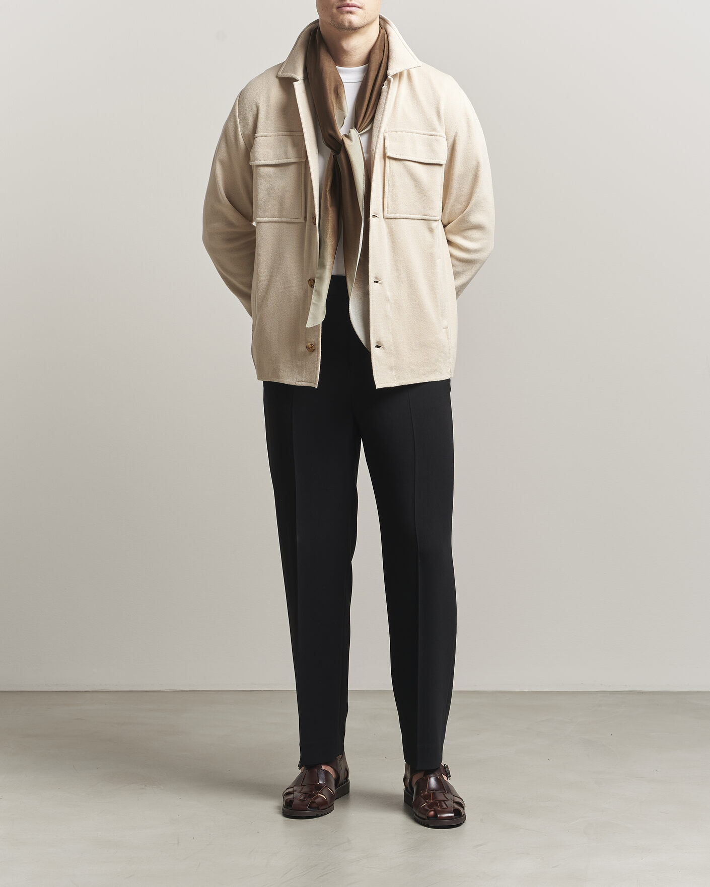 Homme | Manteaux Et Vestes | Lardini | Knitted Cotton Pocket Shirt Jacket Beige