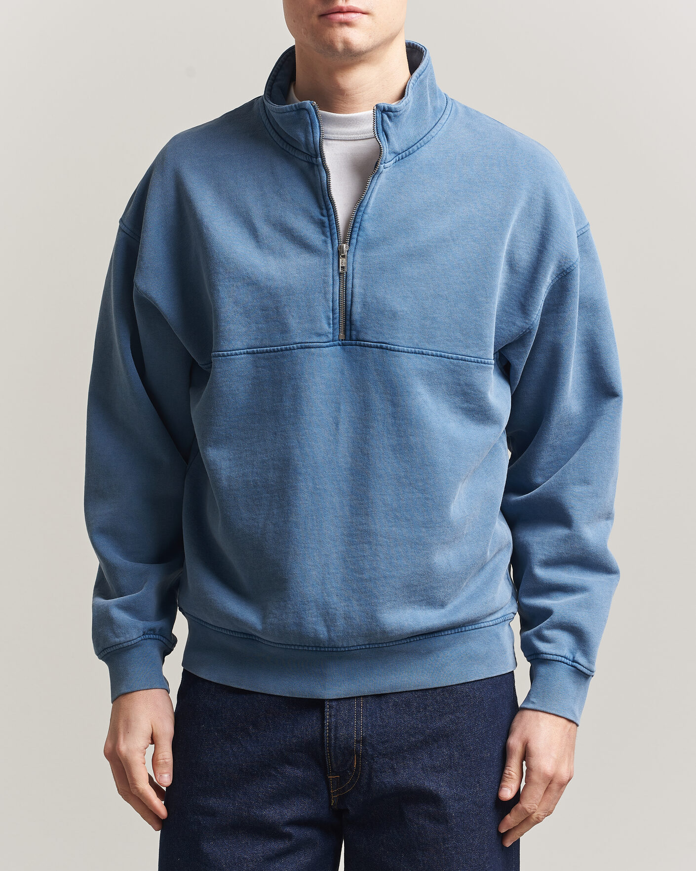 Homme | Pulls Et Tricots | Colorful Standard | Classic Organic Half-Zip Faded Indigo