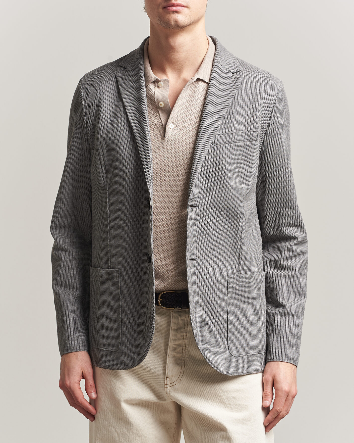 Homme | Blazers | Harris Wharf London | Loro Piana Honey Comb Blazer Light Grey