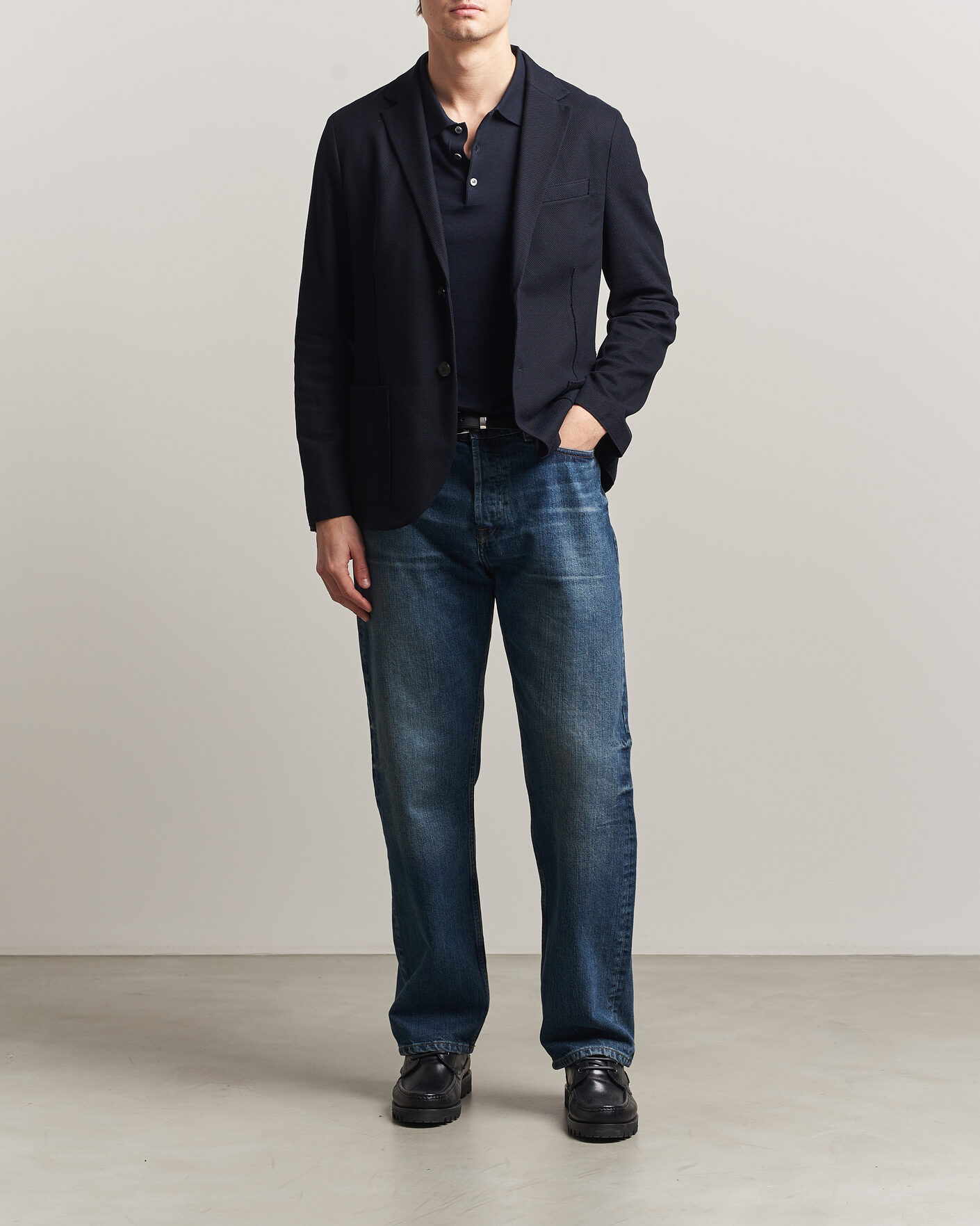 Homme | Blazers | Harris Wharf London | Loro Piana Honey Comb Blazer Navy Blue
