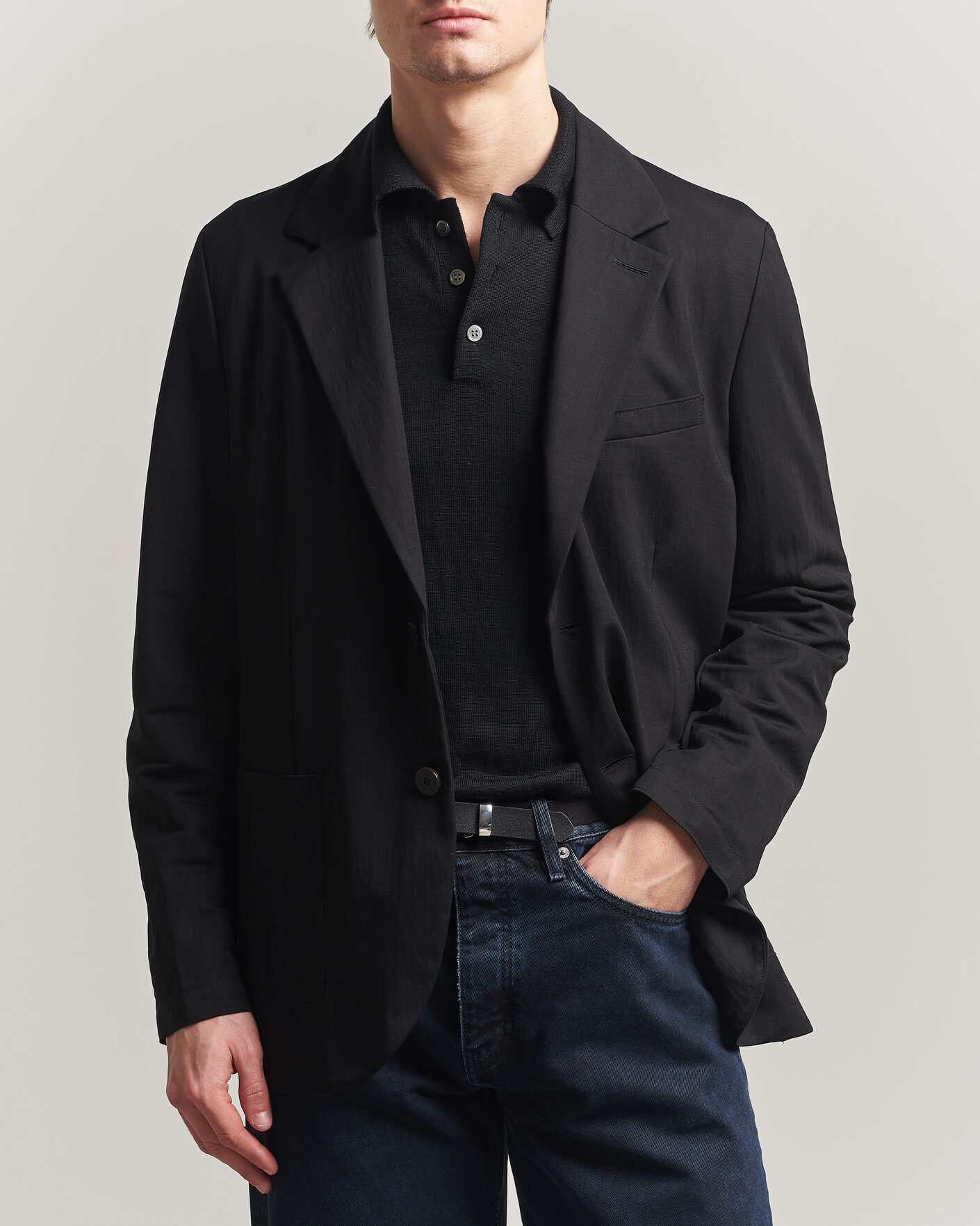 Homme | Blazers | Harris Wharf London | Rayon Travel Blazer Black