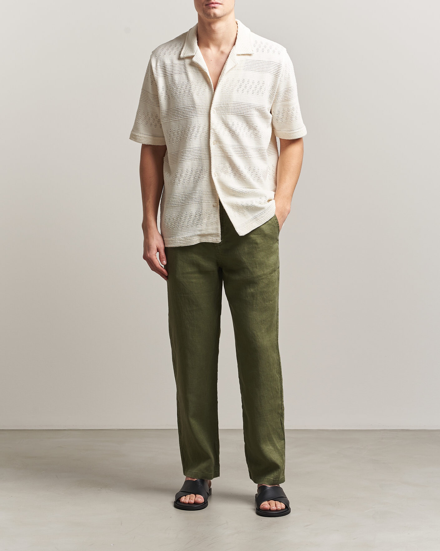 Homme | Pantalons | Samsøe Samsøe | Jabari Linen Drawstring Trousers Burnt Olive