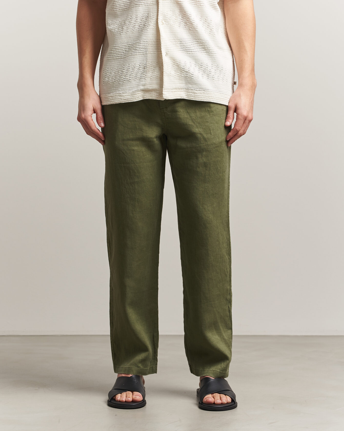 Homme | Pantalons | Samsøe Samsøe | Jabari Linen Drawstring Trousers Burnt Olive
