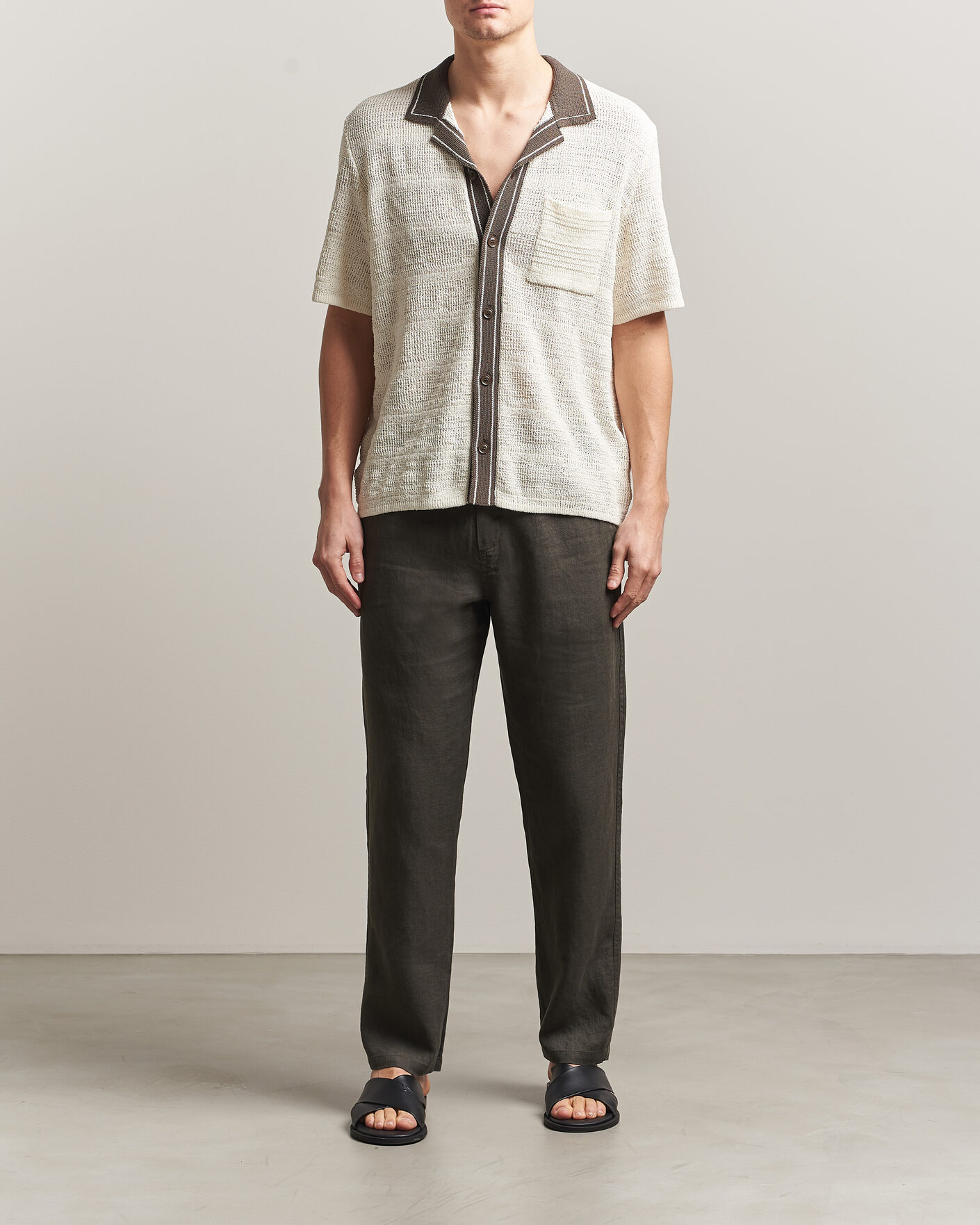 Homme | Pantalons | Samsøe Samsøe | Jabari Linen Drawstring Trousers Black Olive
