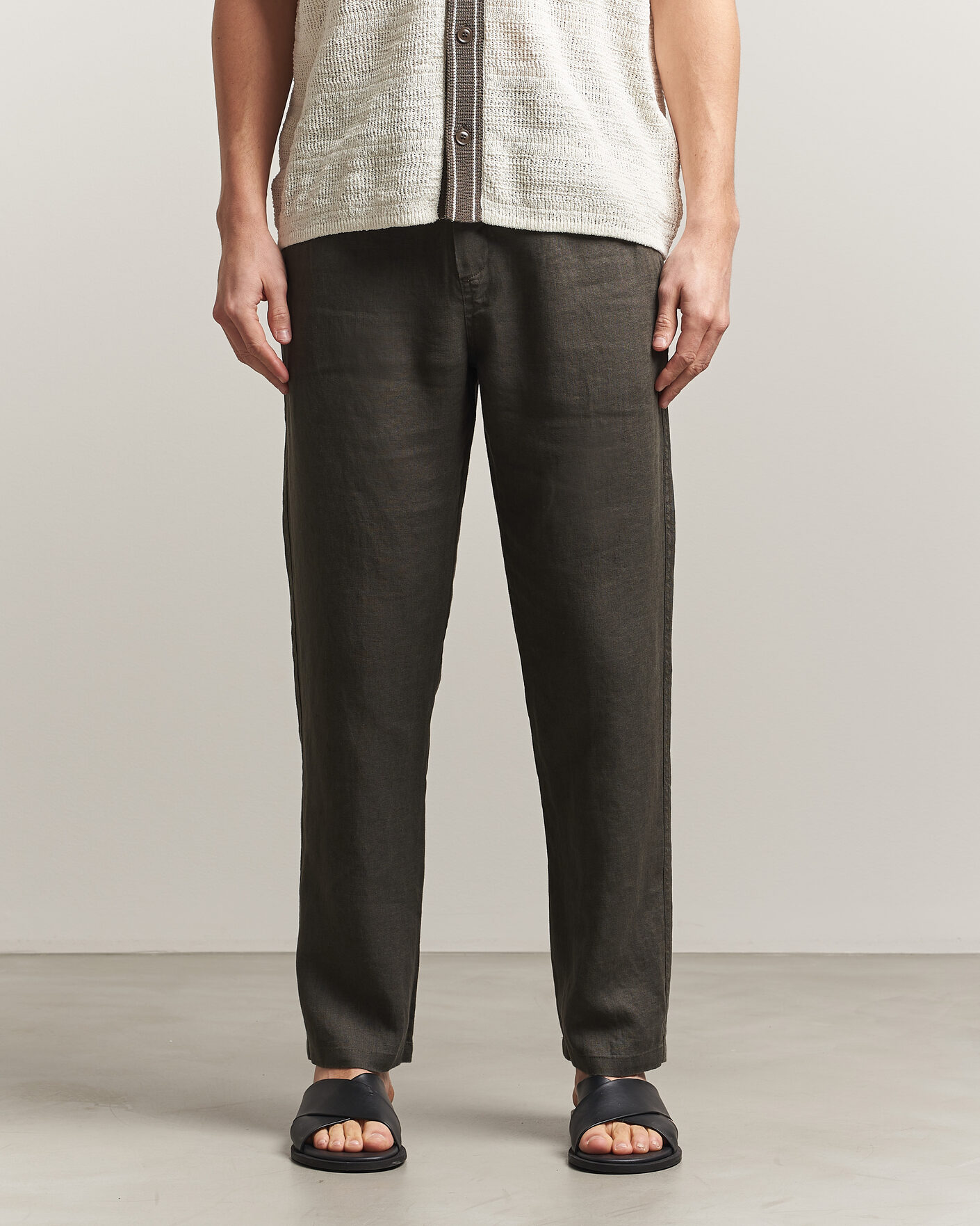 Homme | Pantalons | Samsøe Samsøe | Jabari Linen Drawstring Trousers Black Olive