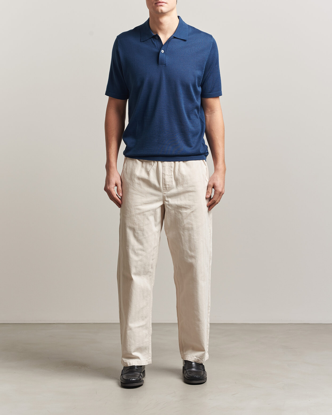 Homme | Polos | Samsøe Samsøe | Rowan Knitted Polo Insignia Blue
